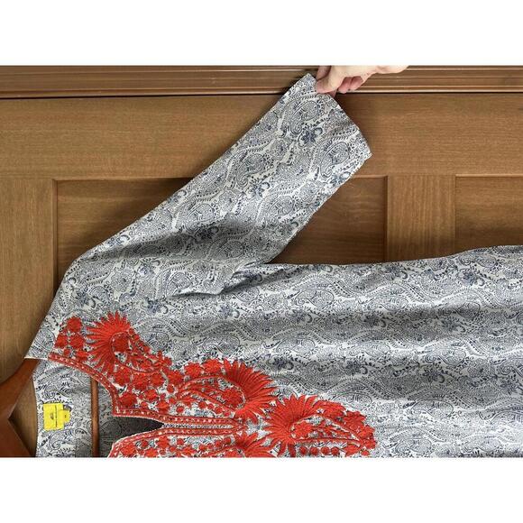 Roberta Roller Rabbit Embroidered 3/4 Sleeve Tunic Blue/Orange Women’s size XS - Picture 3 of 11